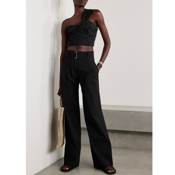 A.L.C. Wide Leg Pants High Waist Pleated Black Trousers Womens Size 00 - Picture 1 of 11